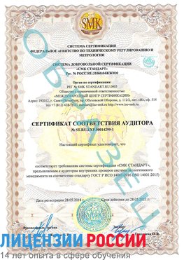 Образец сертификата соответствия аудитора №ST.RU.EXP.00014299-1 Великий Новгород Сертификат ISO 14001